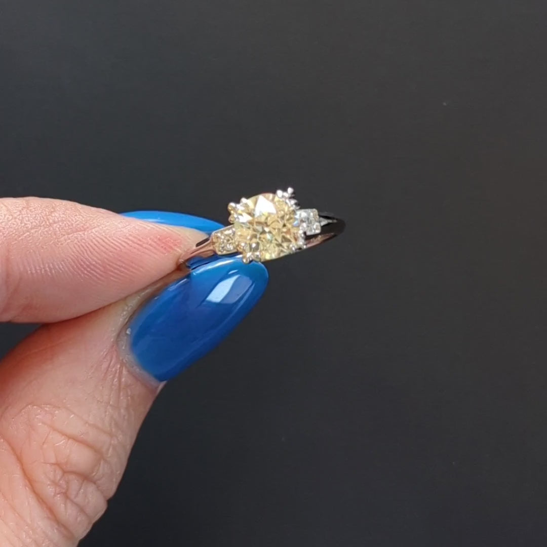 OLD EUROPEAN CUT DIAMOND ENGAGEMENT RING 1.35c I-J SI1 VINTAGE PLATINUM ART DECO