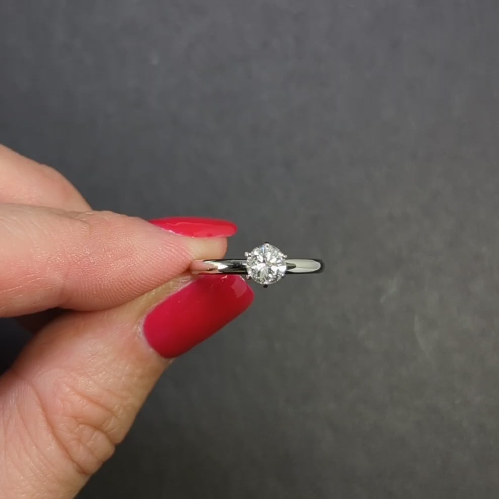NATURAL DIAMOND ENGAGEMENT RING 1/2ct ROUND BRILLIANT CUT SOLITAIRE WHITE GOLD