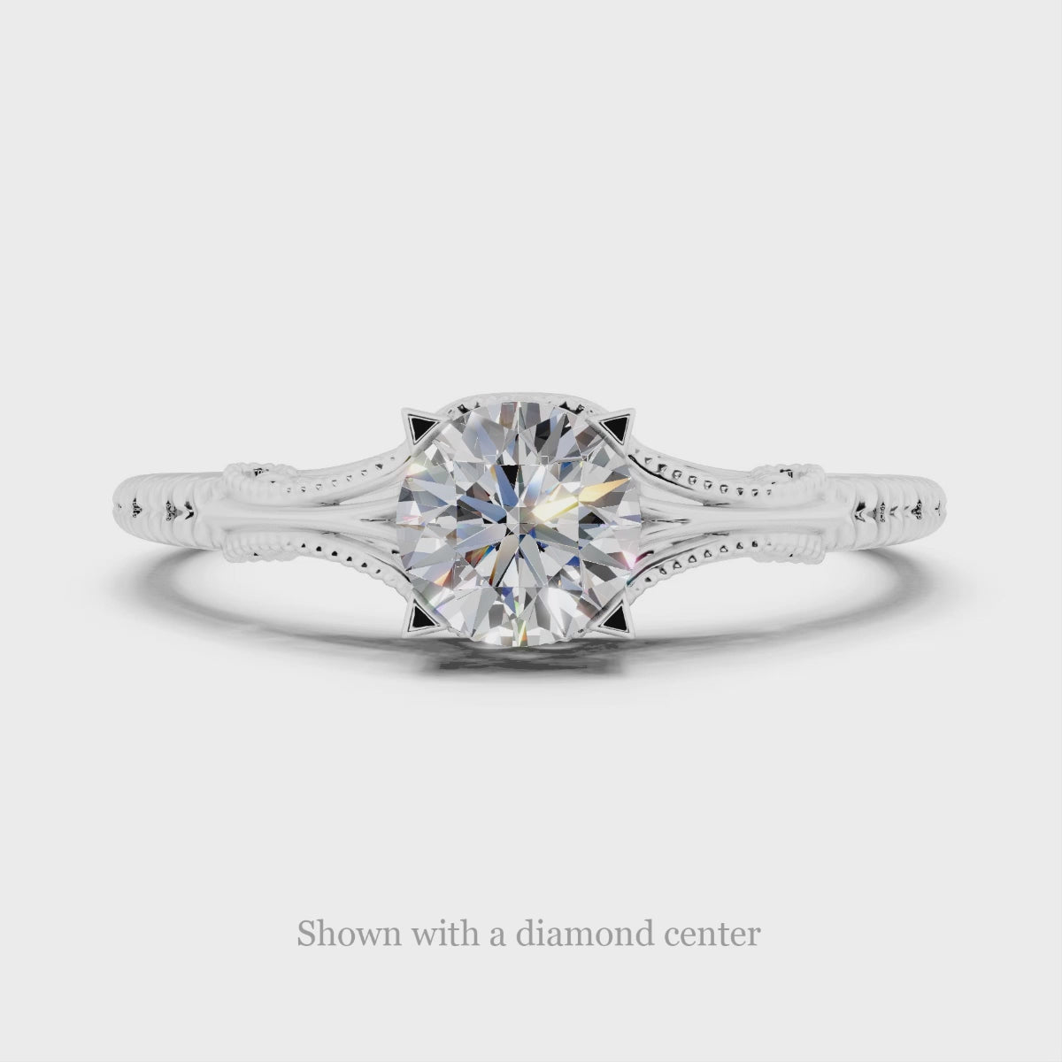 FILIGREE VINTAGE STYLE SEMI-MOUNT ART DECO 5MM ROUND ENGAGEMENT SETTING RING 14K