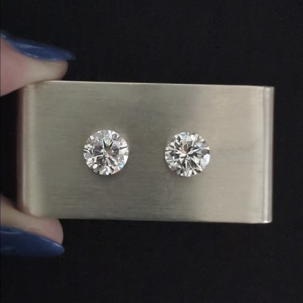 4.06c NATURAL DIAMOND STUD EARRINGS VERY GOOD ROUND BRILLIANT CUT PAIR LOOSE 4ct