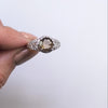 SMOKY QUARTZ STERLING SILVER RING VINTAGE STYLE FILIGREE ROUND CUT ART DECO