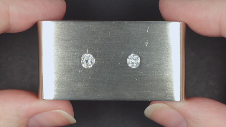 0.71ct H SI1 OLD MINE CUT DIAMOND STUD EARRINGS ANTIQUE ELONGATED CUSHION LOOSE