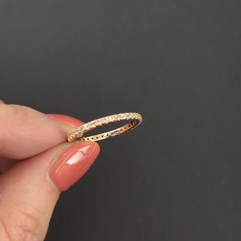 LABRADORITE 14K ROSE GOLD ETERNITY RING STACKING WEDDING BAND NATURAL Size 7