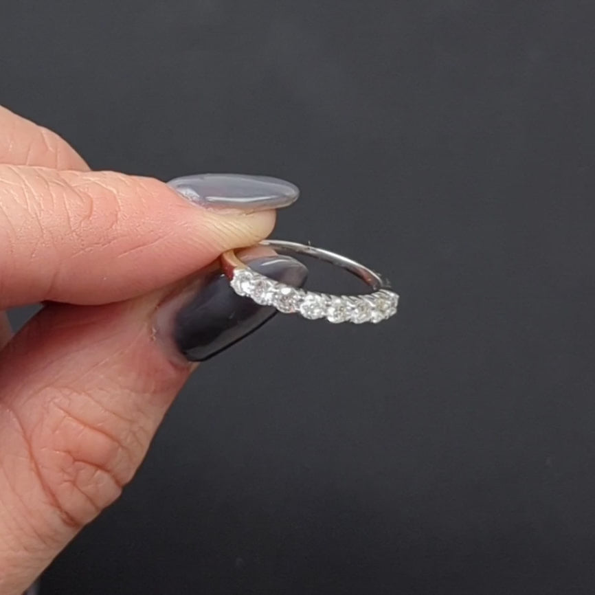 DIAMOND WEDDING BAND 1/2 CARAT STACKING RING 14k WHITE GOLD NATURAL CLASSIC .5ct