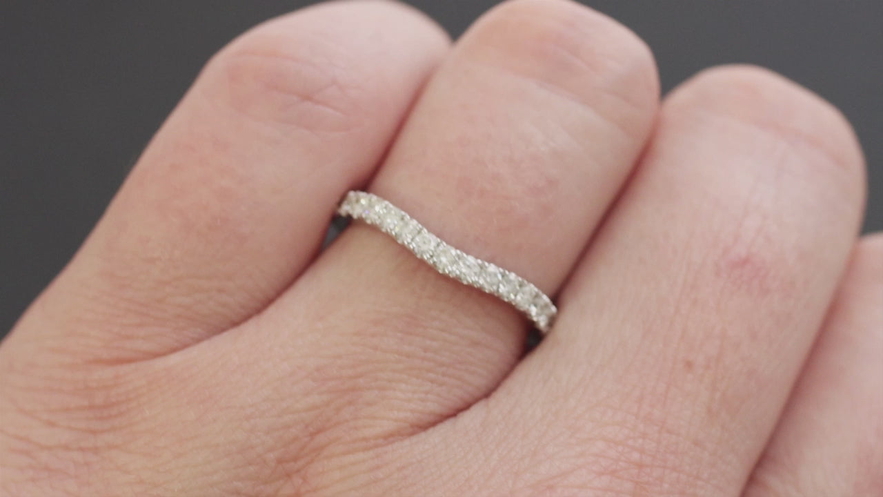 DIAMOND CONTOUR WEDDING RING NEIL LANE BAND NATURAL 14K WHITE GOLD CURVED ROUND