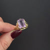 VINTAGE AMETHYST FILIGREE RING 14K YELLOW GOLD SOLITAIRE ART DECO PURPLE ESTATE