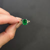 1.44ct EMERALD DIAMOND COCKTAIL RING 14k WHITE GOLD BAGUETTE ACCENTS NATURAL