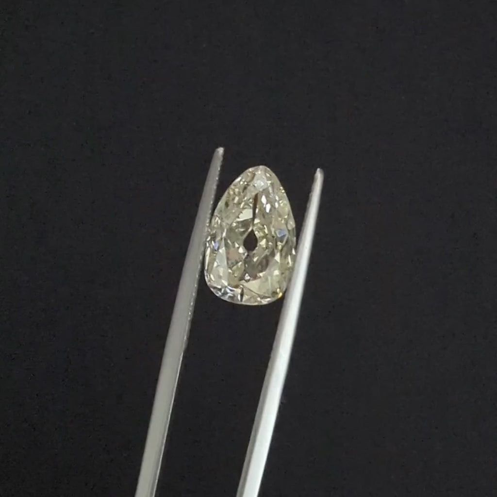 4 CARAT ANTIQUE PEAR SHAPE DIAMOND GIA CERTIFIED M SI2 LOOSE NATURAL ENGAGEMENT