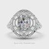 ART DECO VINTAGE STYLE RING SETTING FILIGREE 14k WHITE GOLD OVAL 8x6mm COCKTAIL