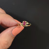 RUBY DIAMOND COCKTAIL RING OVAL SHAPE BYPASS 14k YELLOW GOLD NATURAL DAINTY RED
