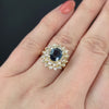 3ct SAPPHIRE DIAMOND COCKTAIL RING DOUBLE HALO 14k WHITE GOLD BIG NATURAL ESTATE
