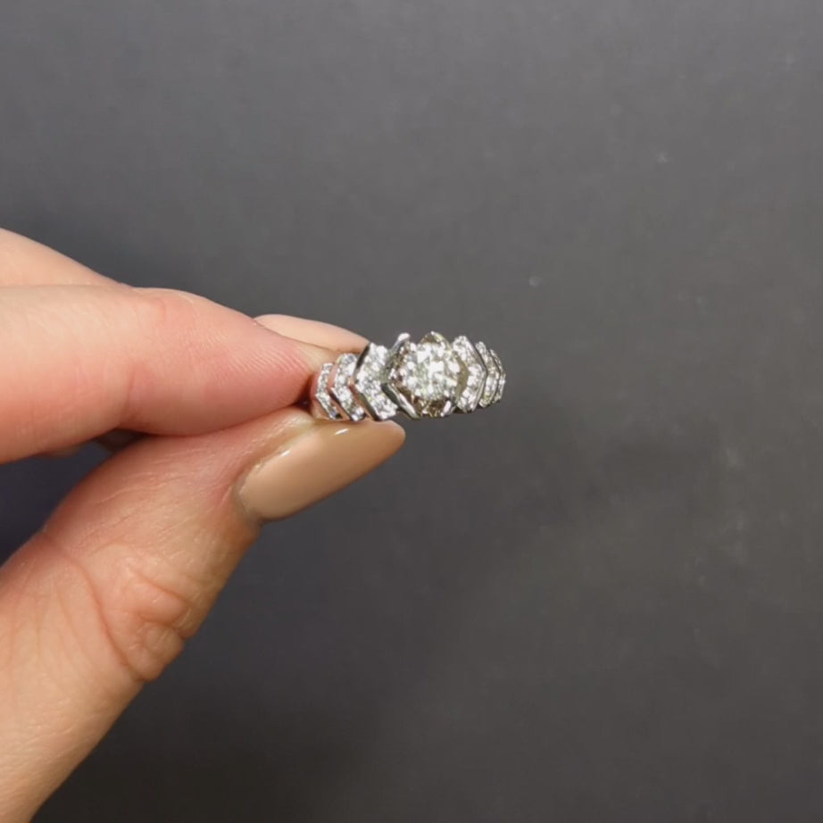 1.20ct DIAMOND COCKTAIL RING IDEAL ROUND CUT ENGAGEMENT 14k WHITE GOLD TIERS