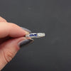 DIAMOND SAPPHIRE VINTAGE ETERNITY RING WEDDING BAND 18k WHITE GOLD CHANNEL SET