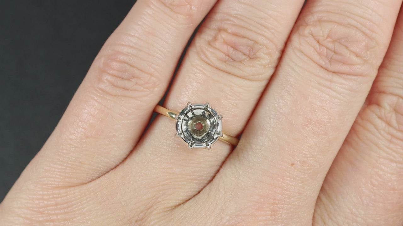 PLATINUM ANTIQUE STYLE ENGAGEMENT RING SETTING ROUND SOLITAIRE COLLET 8MM