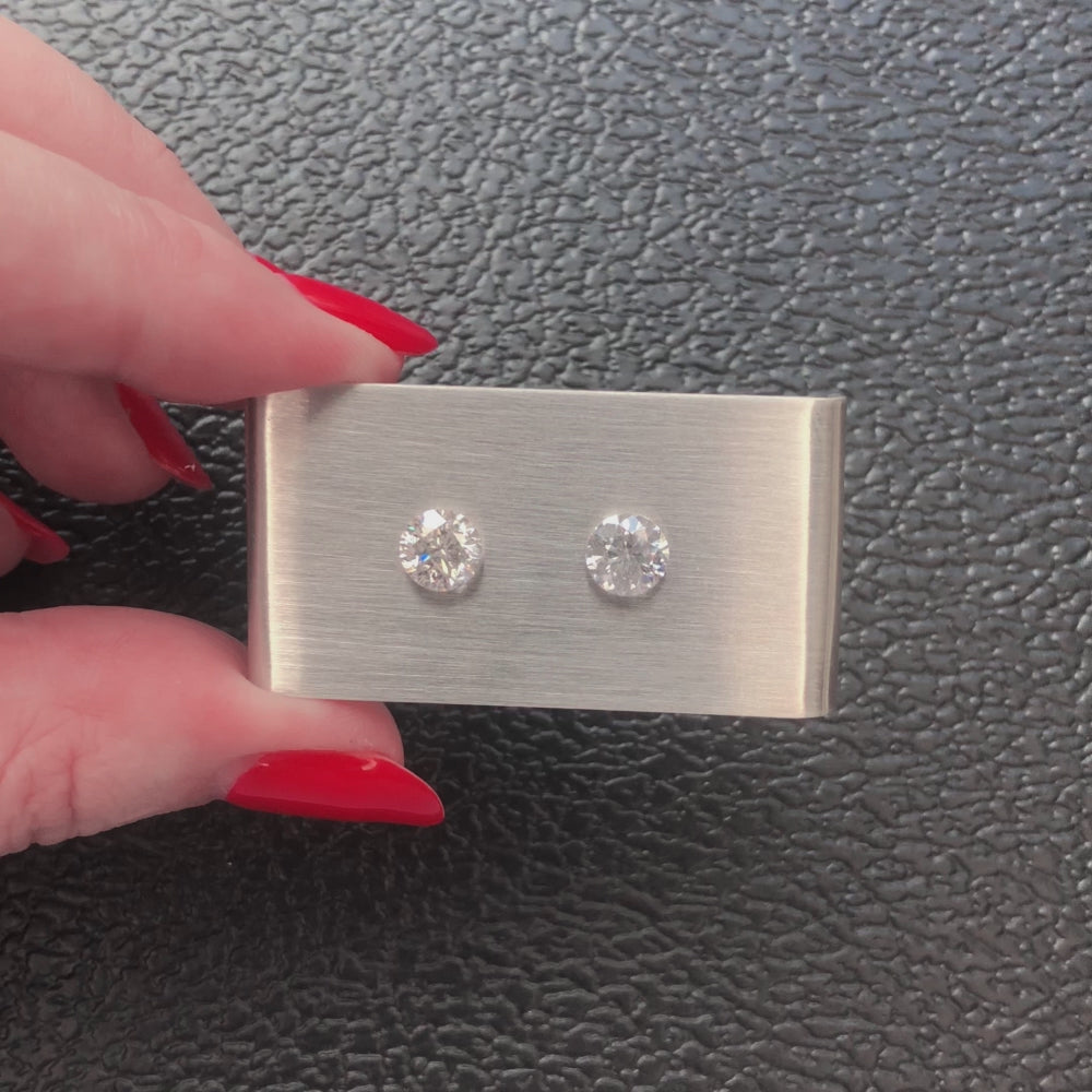 2.10ct VERY GOOD CUT G-H SI DIAMOND STUD EARRINGS 6.5mm PAIR ROUND 2 CARAT