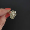 VINTAGE DIAMOND COCKTAIL RING ART DECO GEOMETRIC 14k WHITE GOLD OLD EUROPEAN CUT