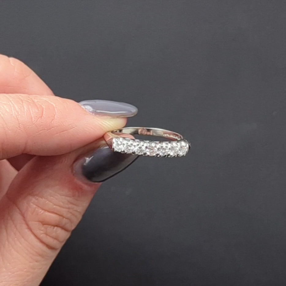 DIAMOND WEDDING BAND PLATINUM STACKING RING 0.38ct F-G VS ROUND 7 STONE CLASSIC