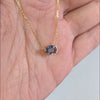 BLUE SAPPHIRE PENDANT NECKLACE PEAR CUT EAST WEST 14k YELLOW GOLD NATURAL 1.22ct