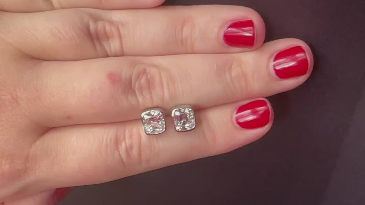 3 CARAT OLD MINE CUT LAB CREATED DIAMOND STUD EARRINGS CERTIFIED E VS1 PAIR 3ct