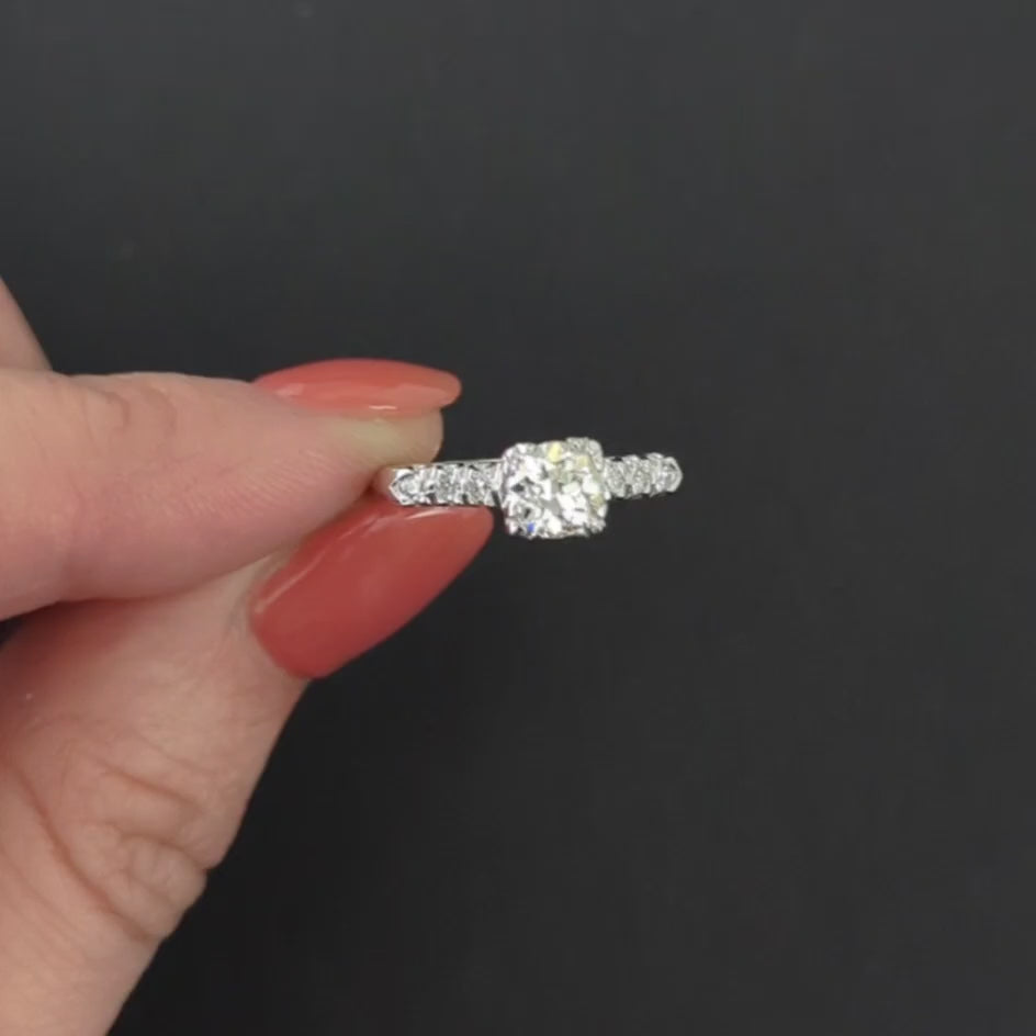 OLD EUROPEAN CUT DIAMOND ENGAGEMENT RING 0.70ct 14k WHITE GOLD VINTAGE ESTATE