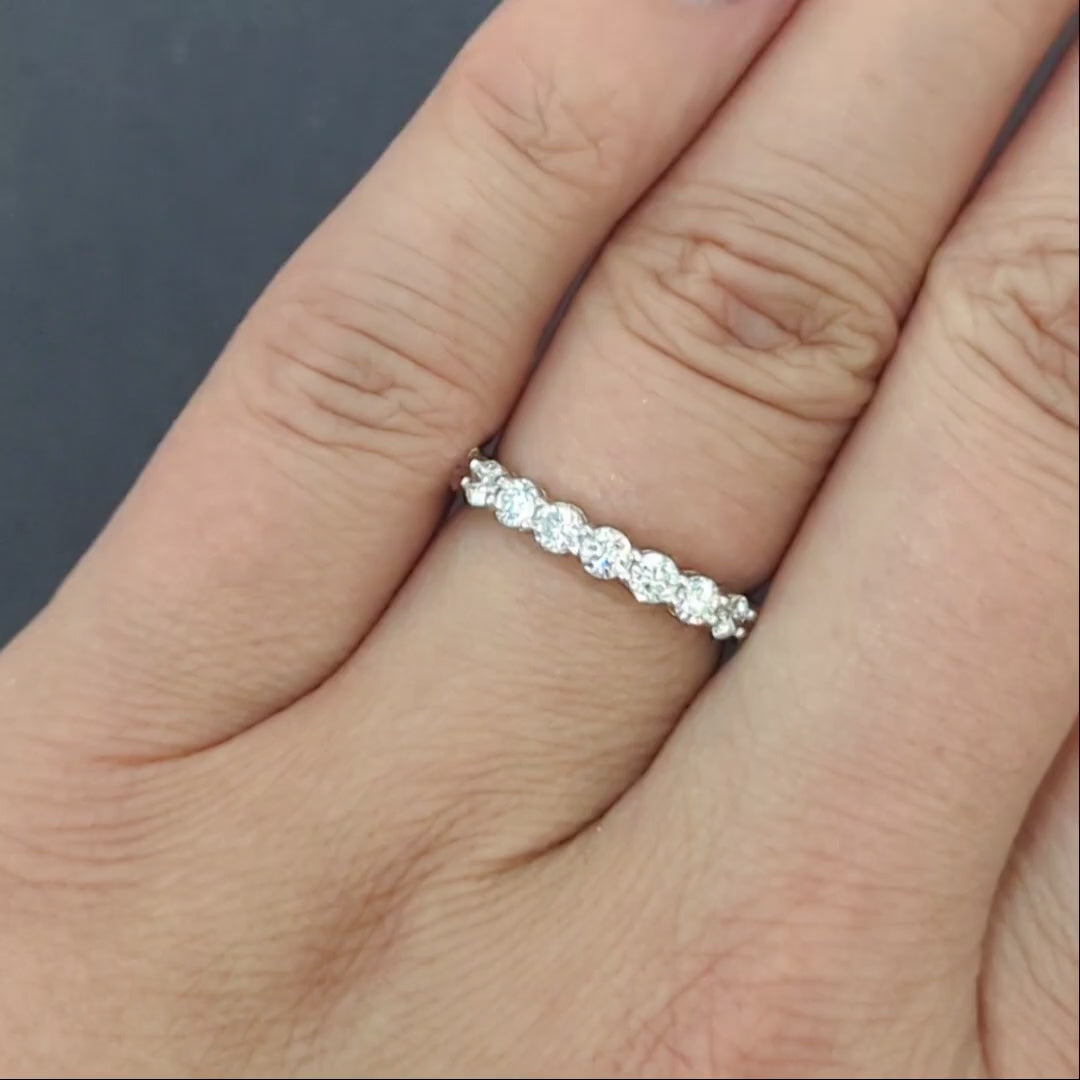 0.84ct DIAMOND WEDDING BAND STACKING RING NATURAL 10k WHITE GOLD CLASSIC ROUND