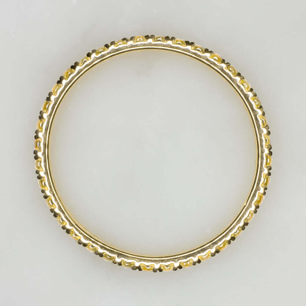 14K GOLD MANDARIN YELLOW GARNET STACKABLE RING FULL ETERNITY BAND WEDDING THIN