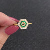 DIAMOND EMERALD VINTAGE STYLE RING SETTING ROUND 4mm GOLD ART DECO SEMI MOUNT