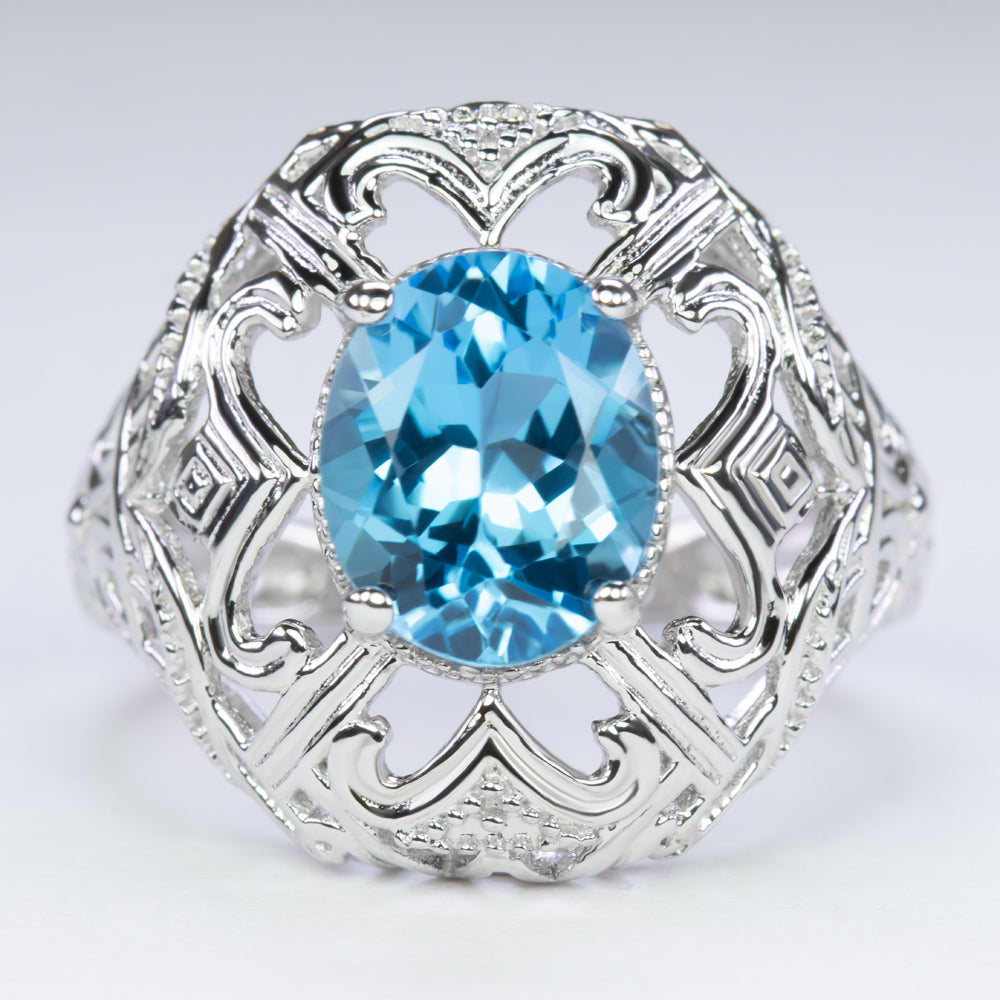 Swiss Blue Topaz Ring in Sterling Silver