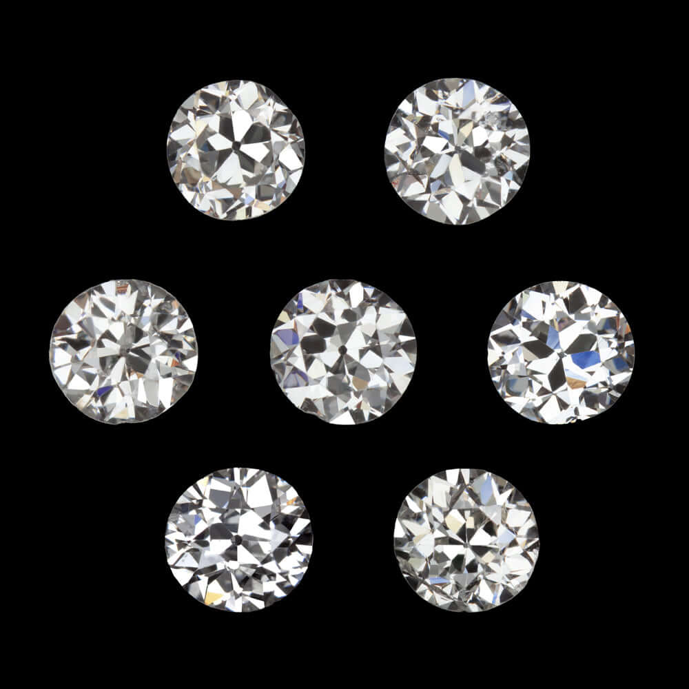 1.34ct G-H VS1-SI2 OLD EUROPEAN CUT DIAMOND 7 STONE LAYOUT LOOSE PARCEL VINTAGE