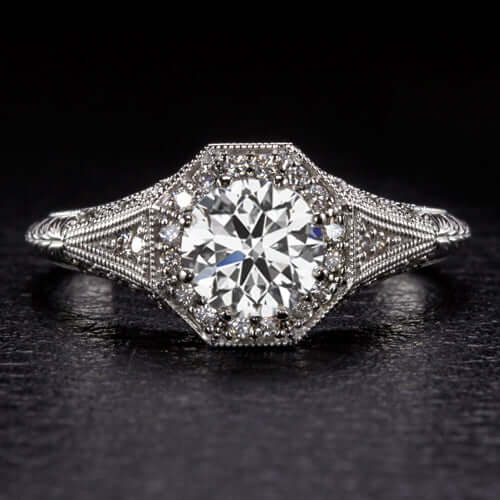 Custom Vintage-Style Halo Diamond Ring | Brilliant Earth