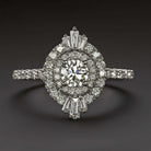 1 CARAT F SI2 DIAMOND ENGAGEMENT RING DOUBLE HALO 14k WHITE GOLD ROUND CUT 1ct
