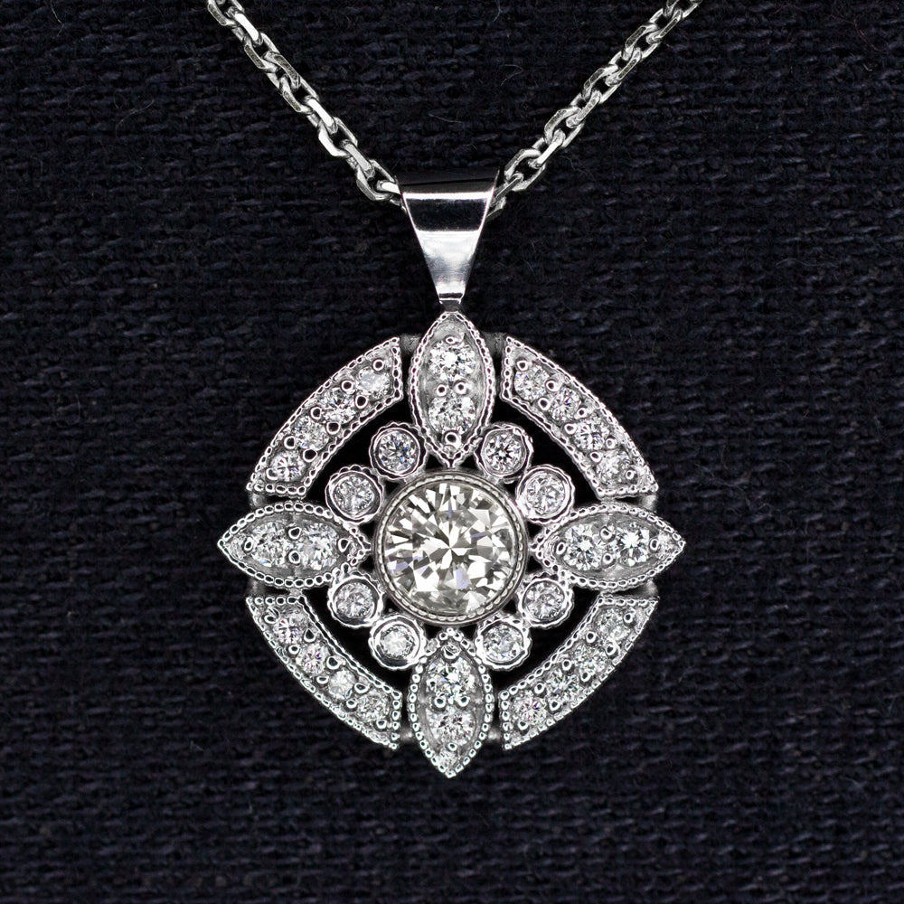 Antique Art Deco Platinum Diamond Pendant Necklace – The Antique Parlour