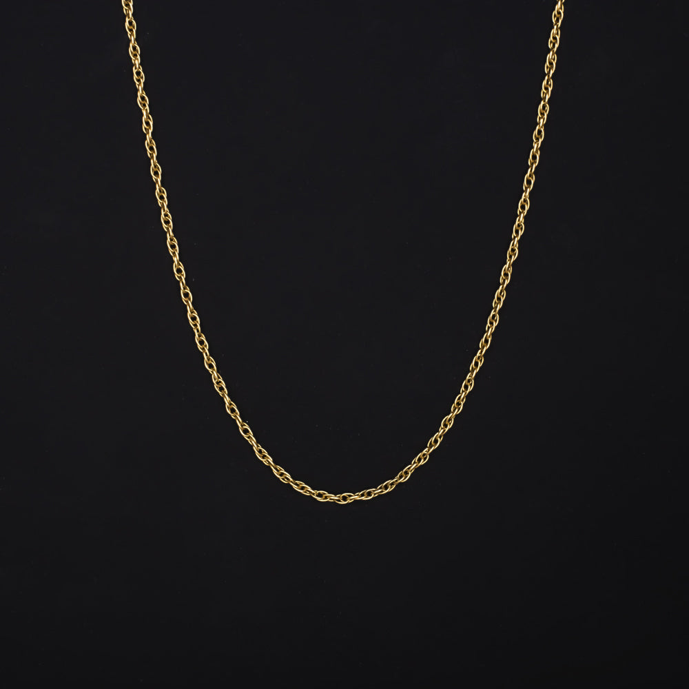 SOLID 14K YELLOW GOLD 16in DOUBLE CABLE CHAIN 0.7mm CLASSIC LADIES NECKLACE THIN