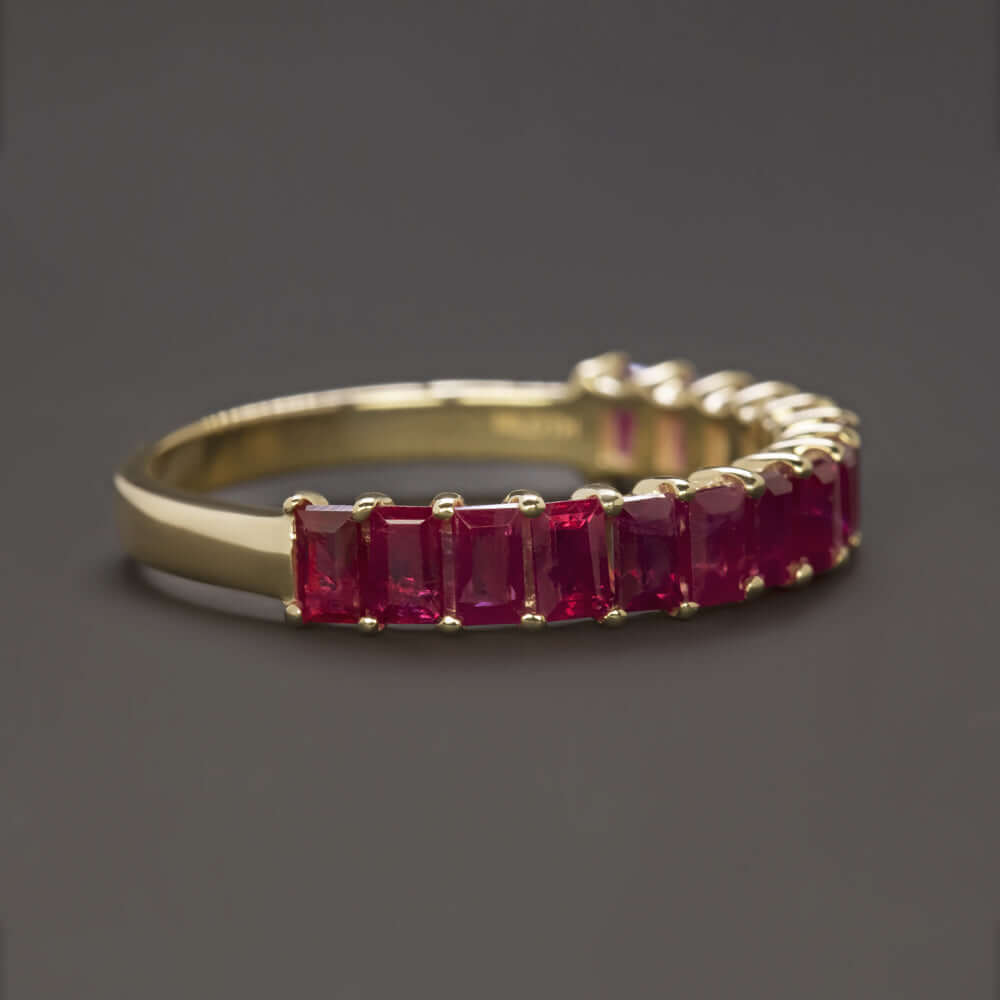 2 CARAT NATURAL RUBY STACKING RING 14k YELLOW GOLD WEDDING BAND BAGUETTE CLASSIC