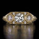 0.83ct DIAMOND VINTAGE STYLE ENGAGEMENT RING J SI1 VERY GOOD ROUND CUT 14k GOLD