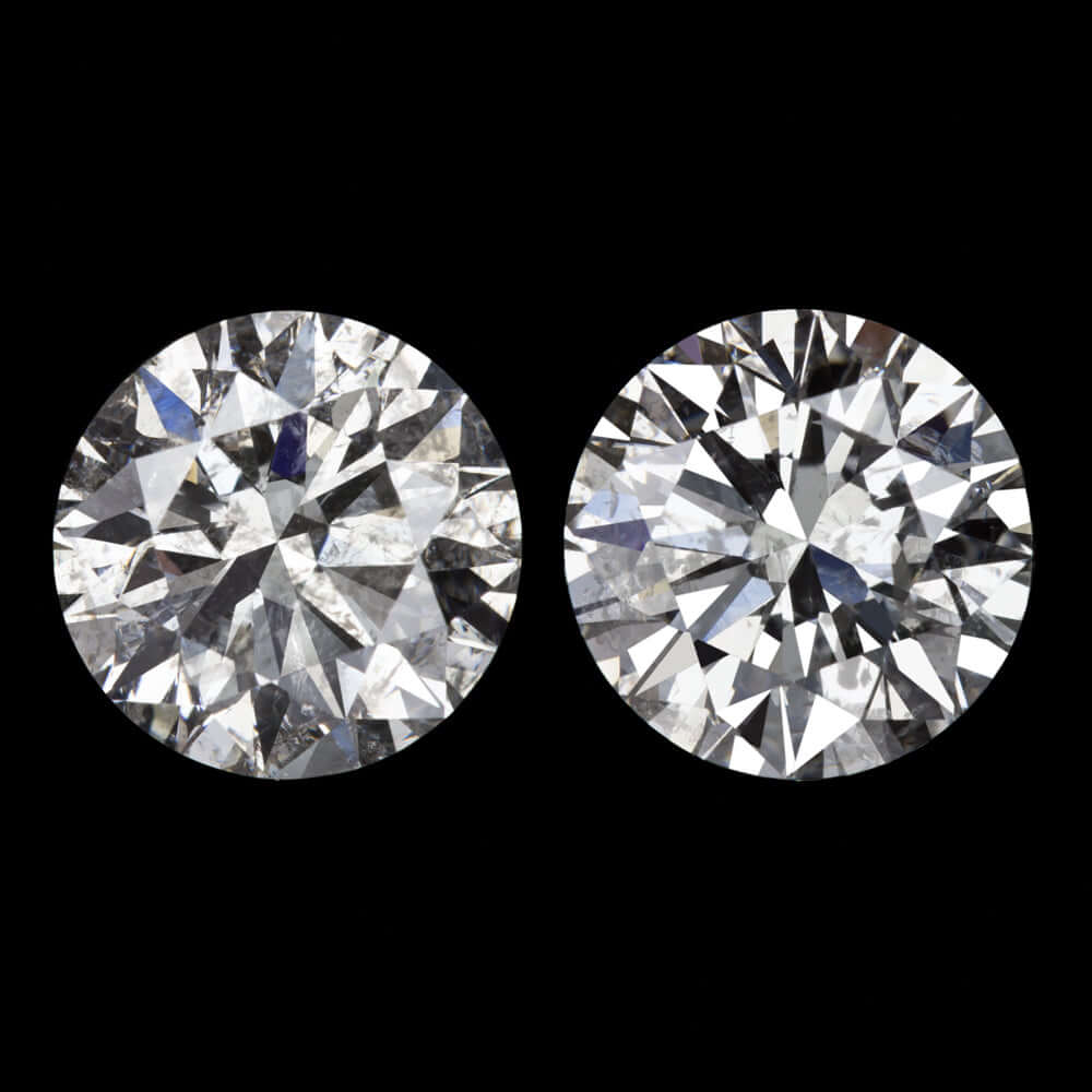 1.89ct NATURAL DIAMOND STUD EARRINGS MATCHING PAIR ROUND BRILLIANT CUT 2 CARAT