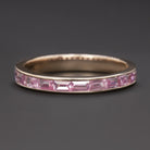 NATURAL PINK SAPPHIRE STACKING RING WEDDING BAND 14k ROSE GOLD BAGUETTE CHANNEL