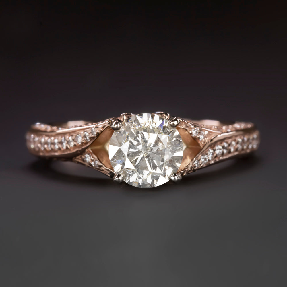 1.70ct NATURAL DIAMOND ROUND BRILLIANT CUT ENGAGEMENT RING ROSE GOLD SPLIT SHANK Ivy & Rose