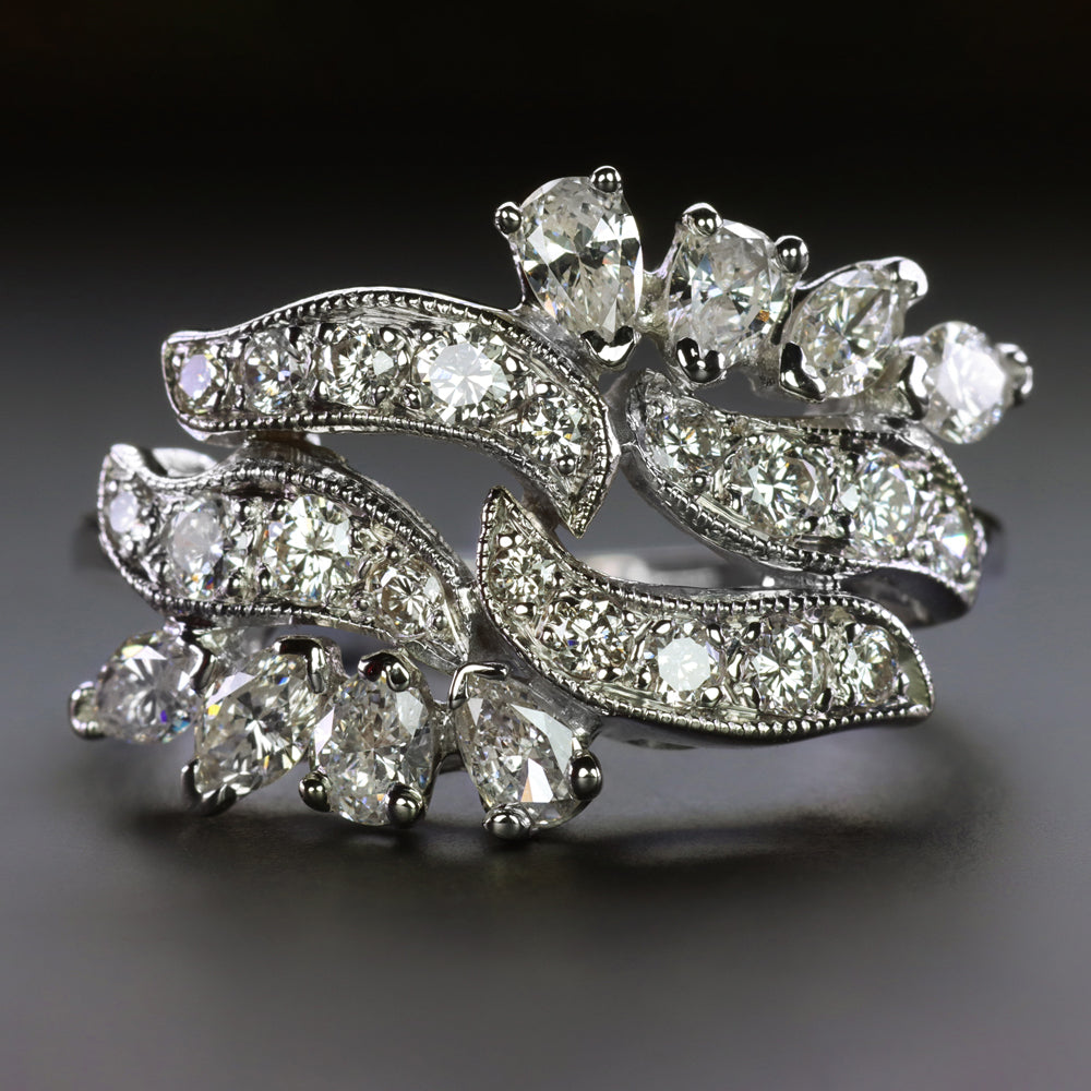 18K Gold Fashion Band Filigree Diamond Cocktail Ring (G-H/VS1-VS2) – Glitz  Design