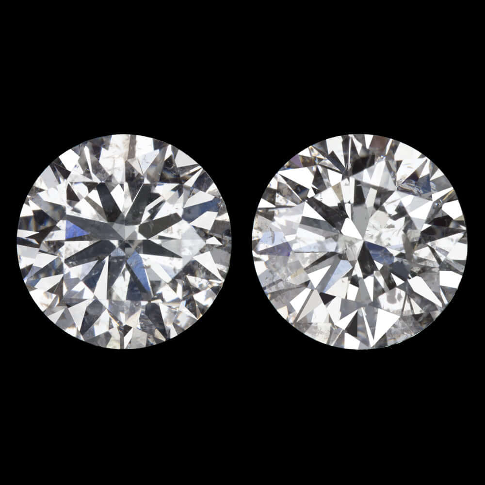 2.11ct EXCELLENT CUT E-F SI DIAMOND STUD EARRINGS ROUND BRILLIANT MATCHING PAIR