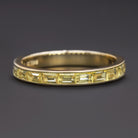 NATURAL YELLOW SAPPHIRE STACKING RING WEDDING BAND 14k GOLD BAGUETTE CUT CHANNEL