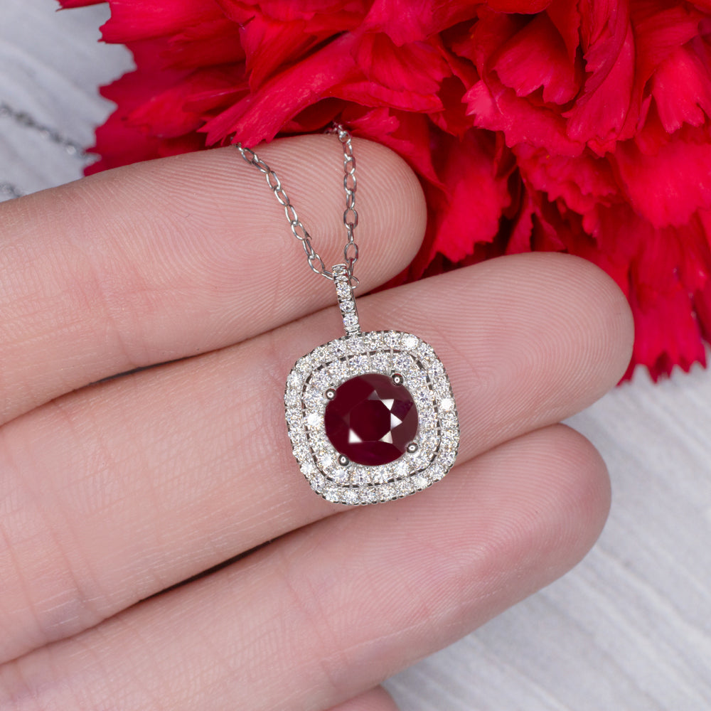 Red ruby diamond pendant Clearance
