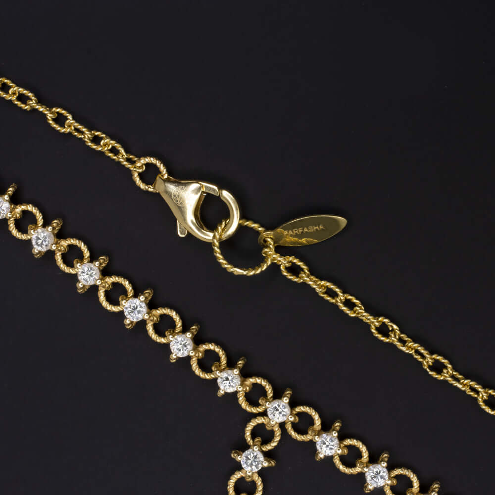 1.40ct G-H VS DIAMOND 18k LARIAT NECKLACE YELLOW GOLD CHAIN LINK NATURAL DROP