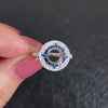 SAPPHIRE DIAMOND 6.5mm ROUND ENGAGEMENT RING SETTING VINTAGE STYLE HALO TARGET