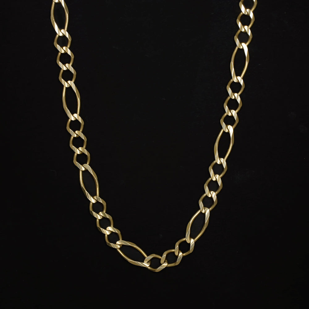 SOLID 10k YELLOW GOLD FIGARO CHAIN NECKLACE 3.7m 20in ESTATE MENS LADIES CLASSIC
