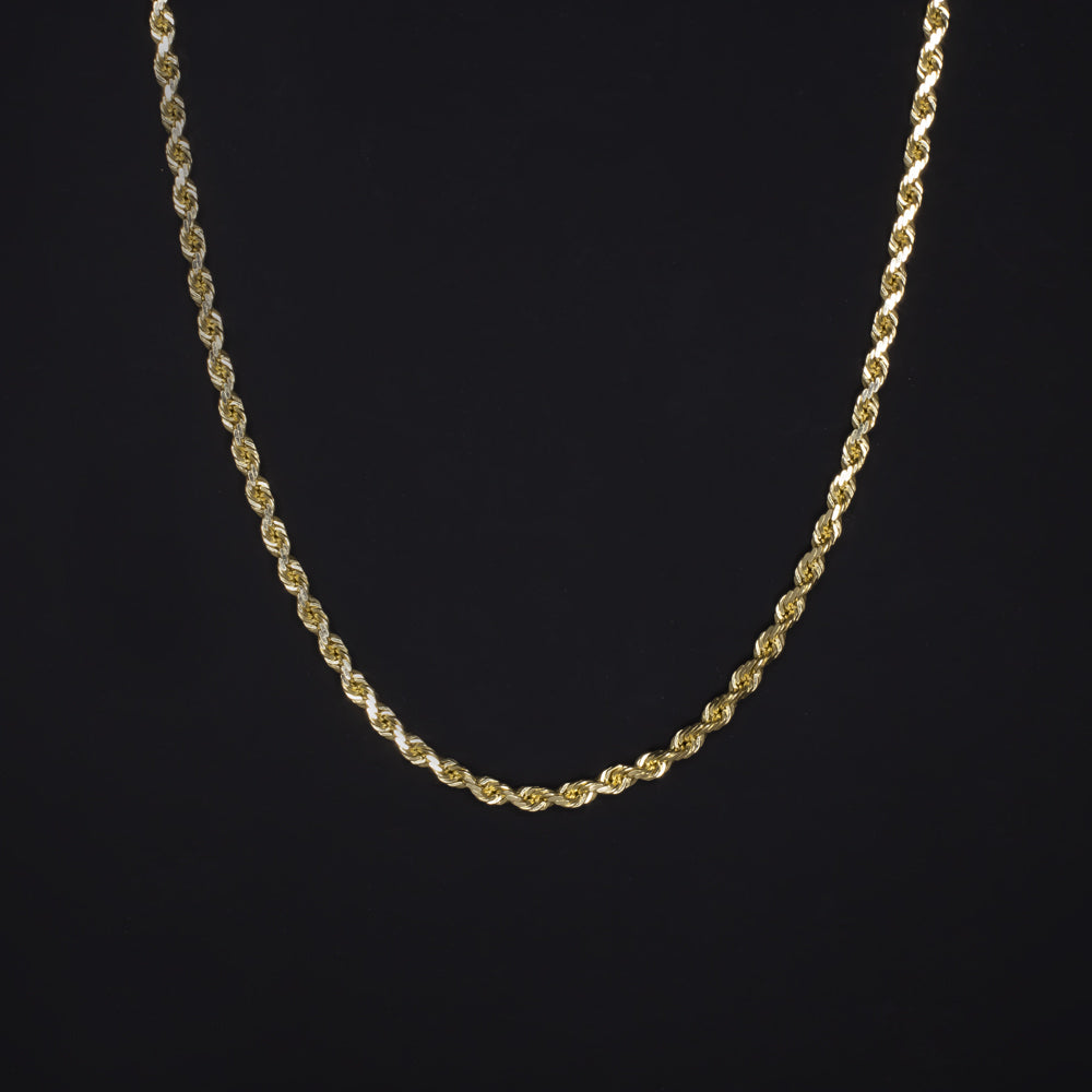 SOLID 14K YELLOW GOLD ROPE CHAIN 24in 1.7mm CLASSIC TWIST MENS LADIES NECKLACE