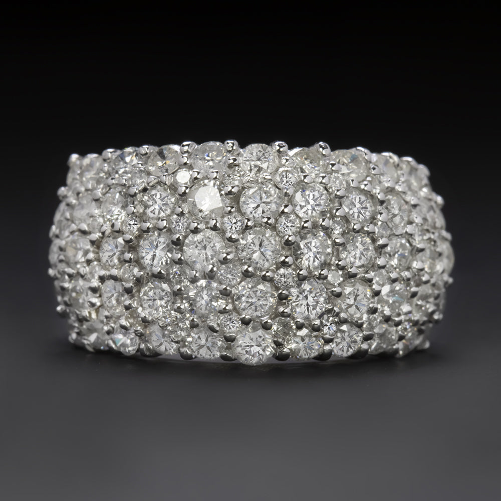 CARAT NATURAL DIAMOND COCKTAIL BAND WIDE PAVE CLUSTER RING BIG