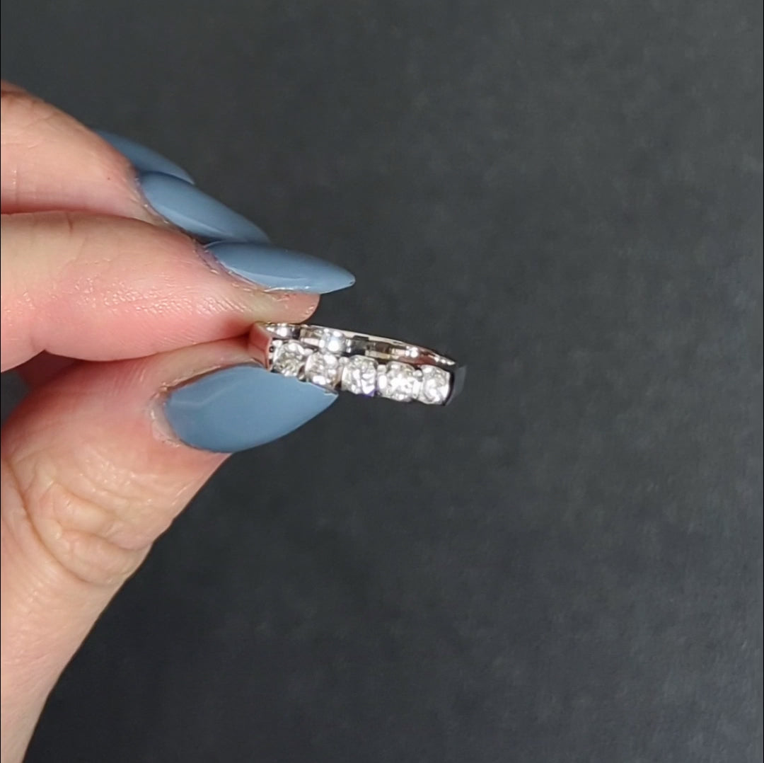 0.40ct DIAMOND WEDDING BAND CLASSIC STACKING 5 STONE RING 14k WHITE GOLD ROUND