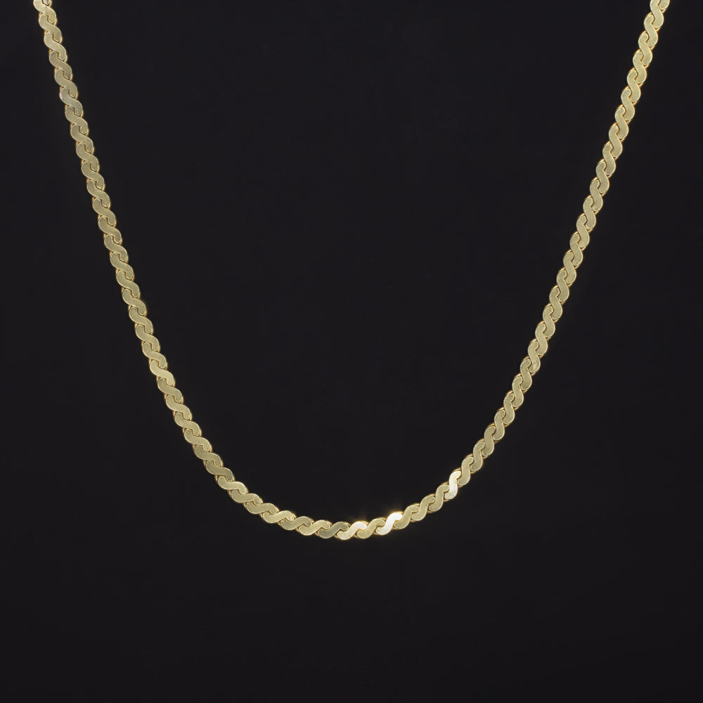 SOLID 14K YELLOW GOLD 30 INCH CHAIN 1.3m FIGURE EIGHT S LINK MEN LADIES NECKLACE