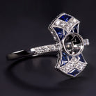 SAPPHIRE DIAMOND WHITE GOLD RING SETTING EDWARDIAN VINTAGE ANTIQUE STYLE MOUNT